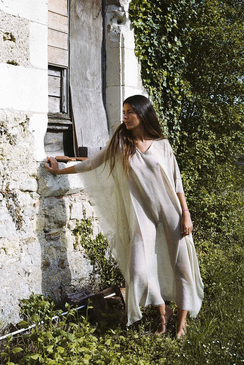 PONCHO LONG RAFAELE ETAMINE DE LAINE - ARDOISE