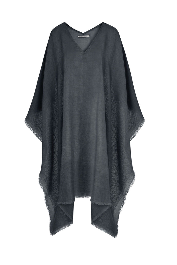 PONCHO COURT RAFAELE ETAMINE DE LAINE - ARDOISE