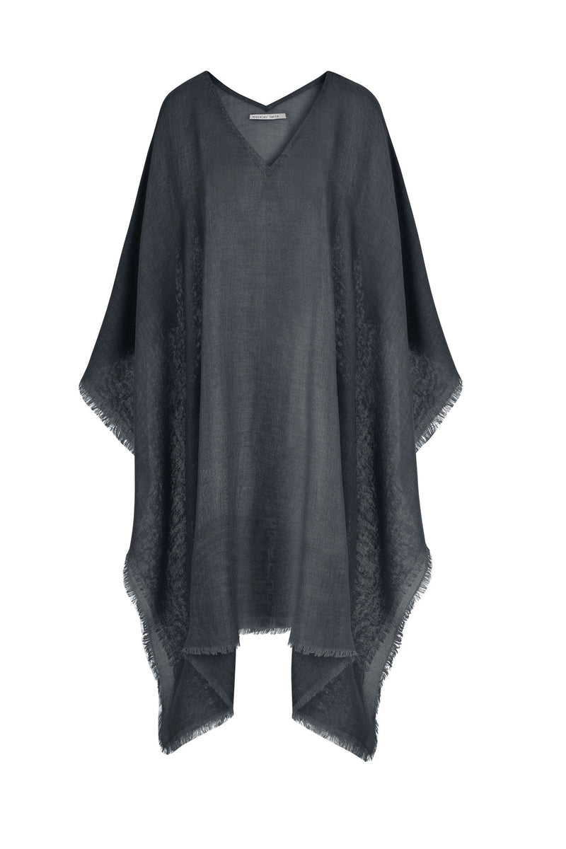 PONCHO COURT RAFAELE ETAMINE DE LAINE - ARDOISE