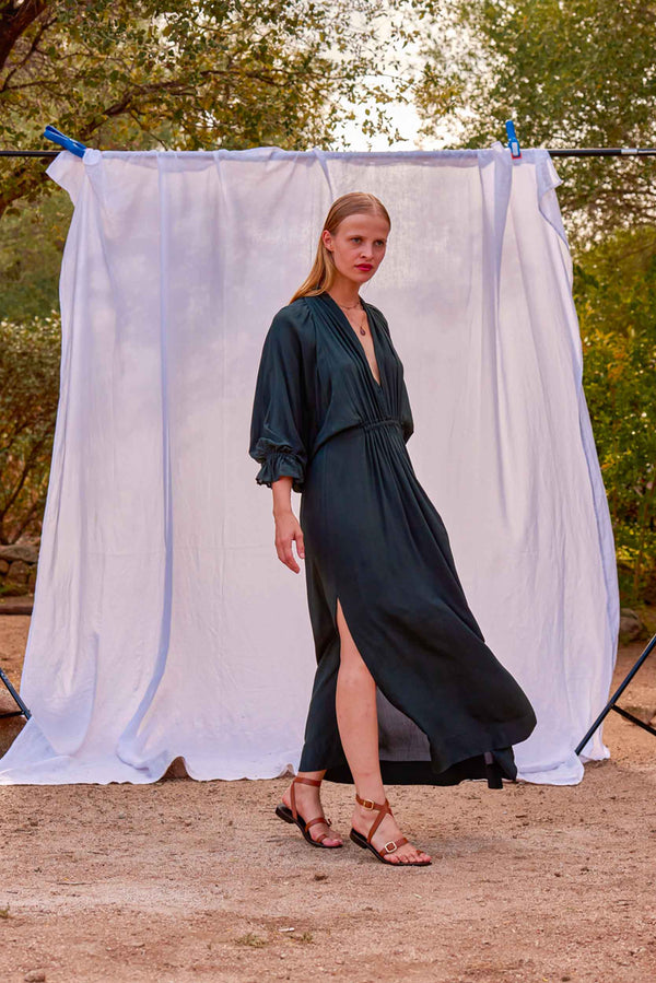 ROBE JANE SOIE - ARDOISE