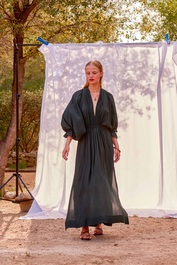 ROBE JANE SOIE - ARDOISE
