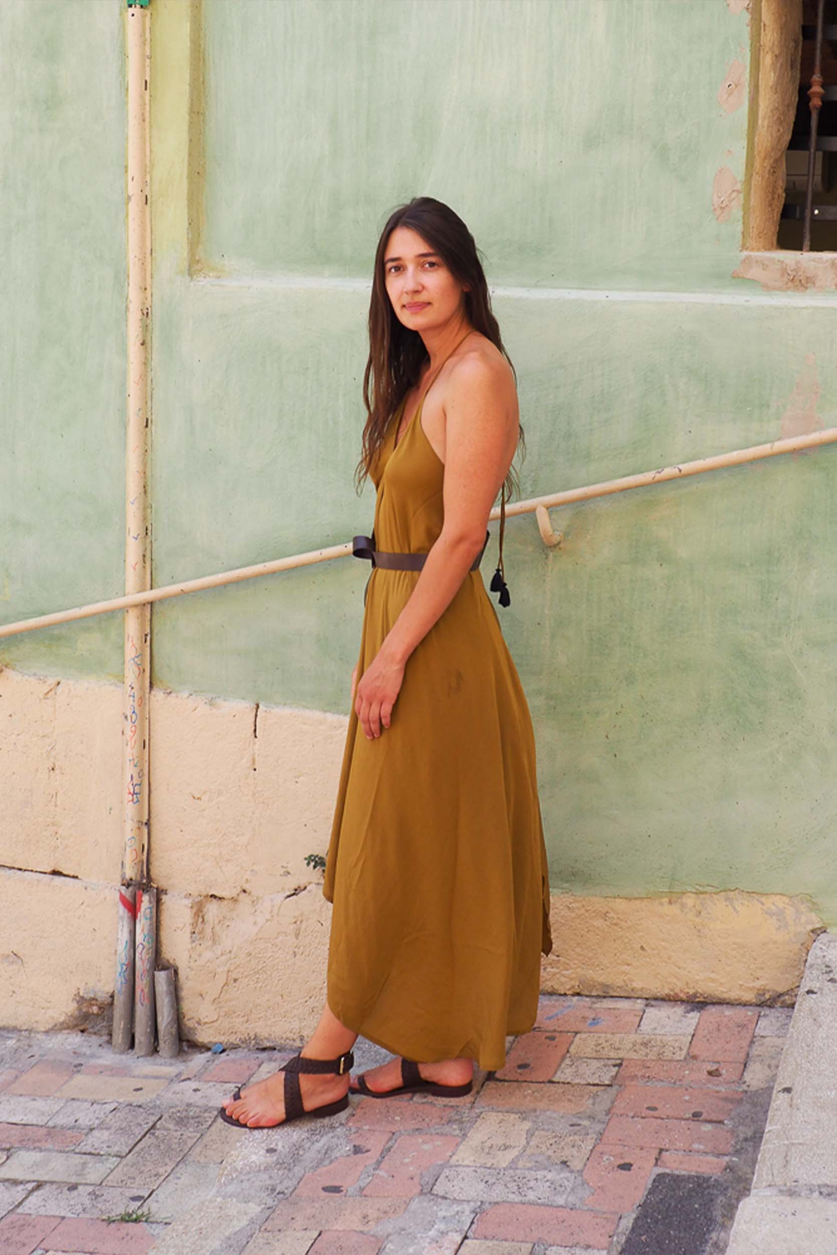IVINA SILK DRESS - DARK AMBER