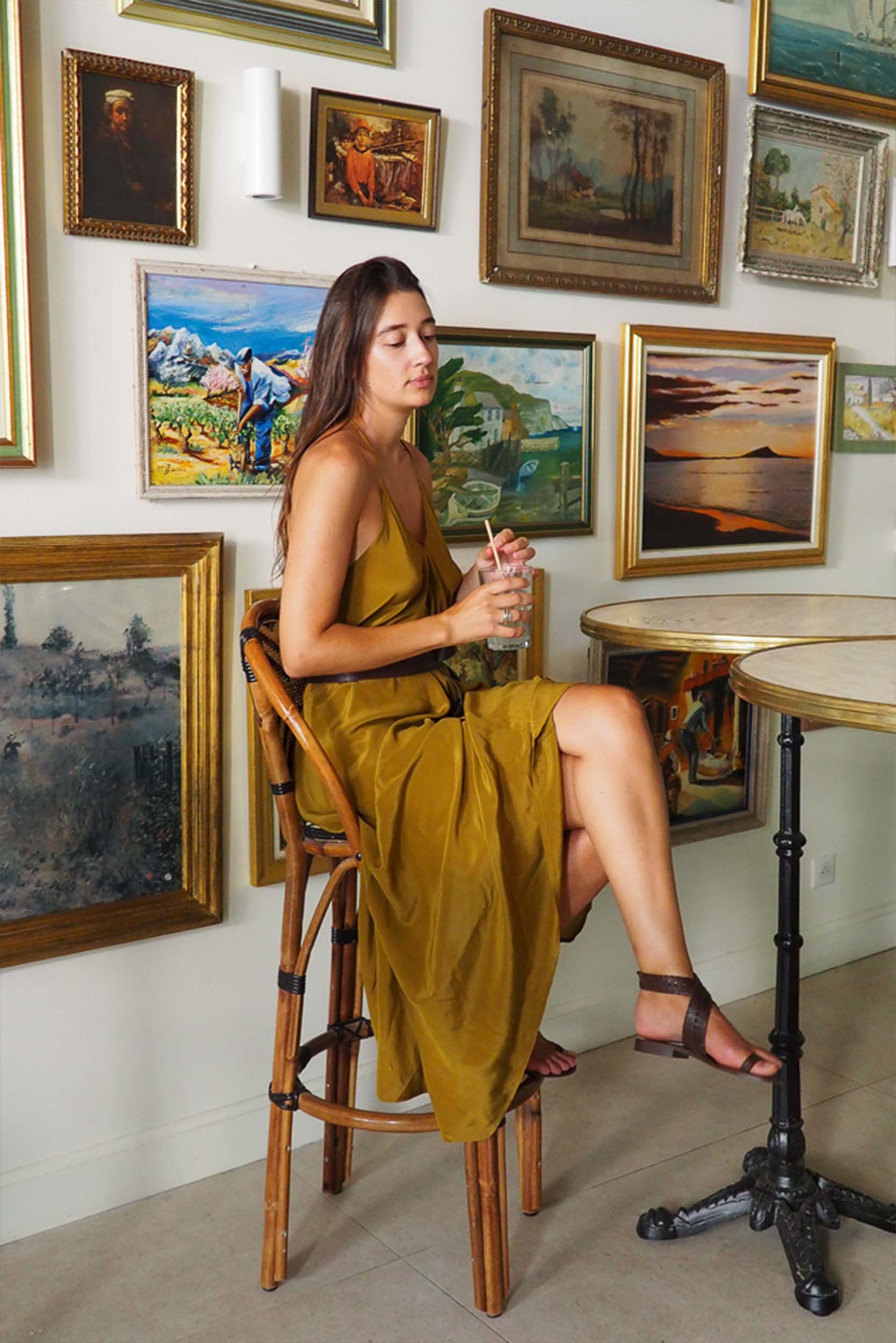 IVINA SILK DRESS - DARK AMBER