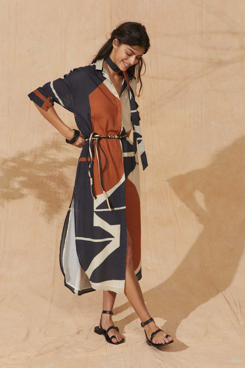 ROBE FLORE IMPRIME SUNSET - BLACK