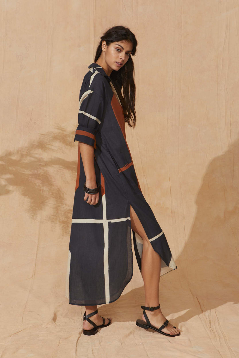 ROBE FLORE IMPRIME SUNSET - BLACK