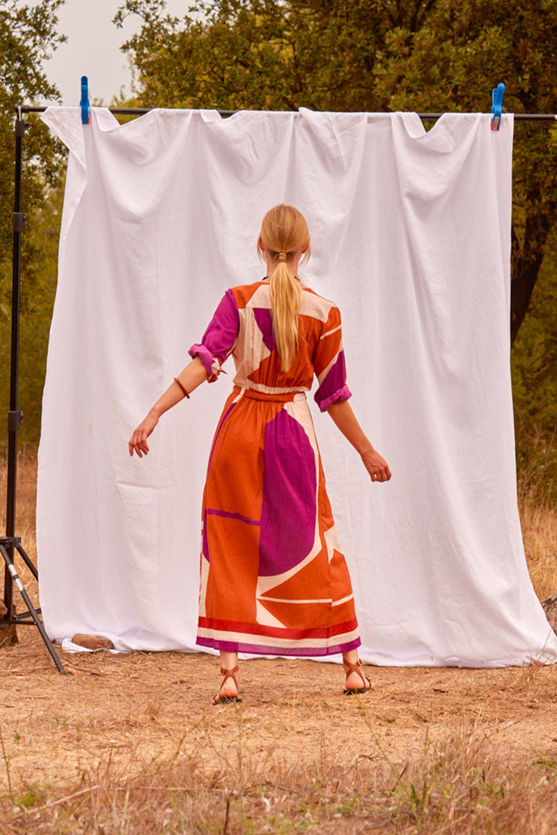 ROBE EMMANUELLE IMPRIME SUNSET - PLUM