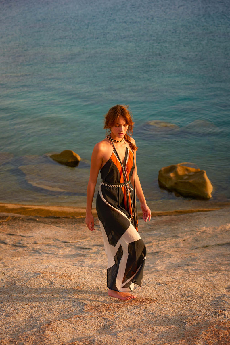 ROBE IVINA IMPRIME SUNSET - BLACK