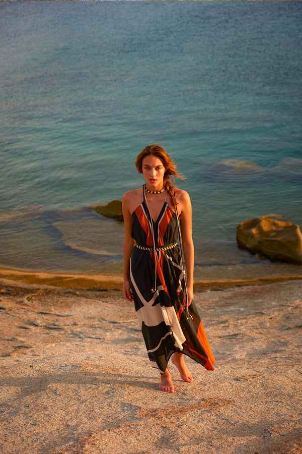 ROBE IVINA IMPRIME SUNSET - BLACK