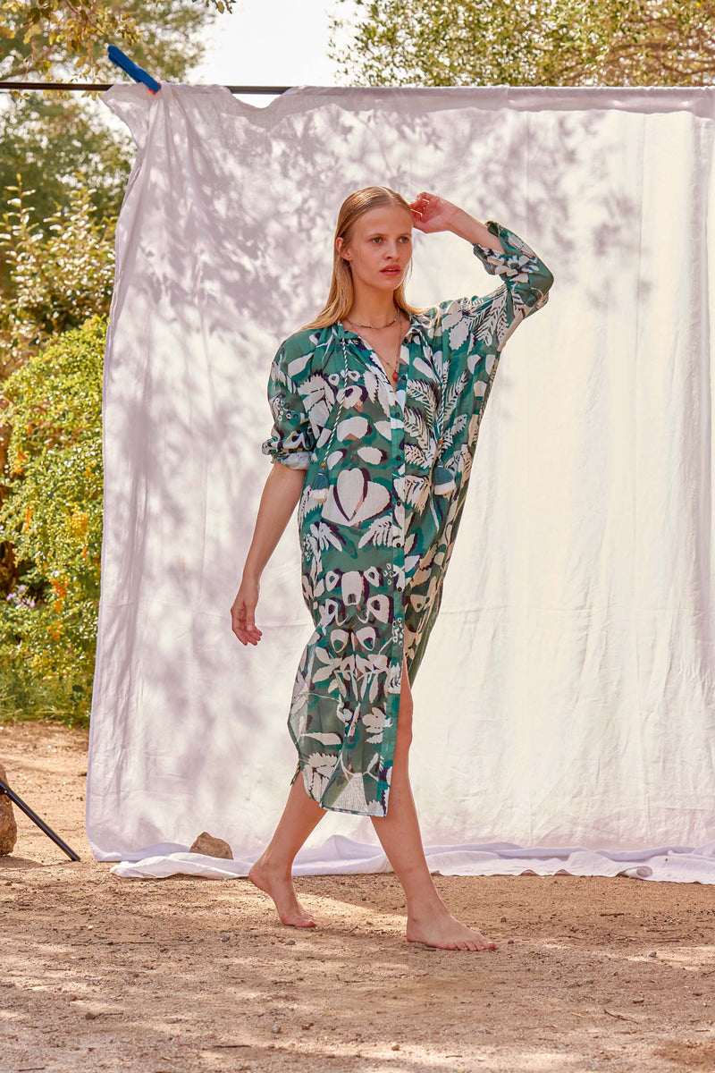 ROBE CHARLIE IMPRIMÉ TROPICAL - ACQUA GREEN