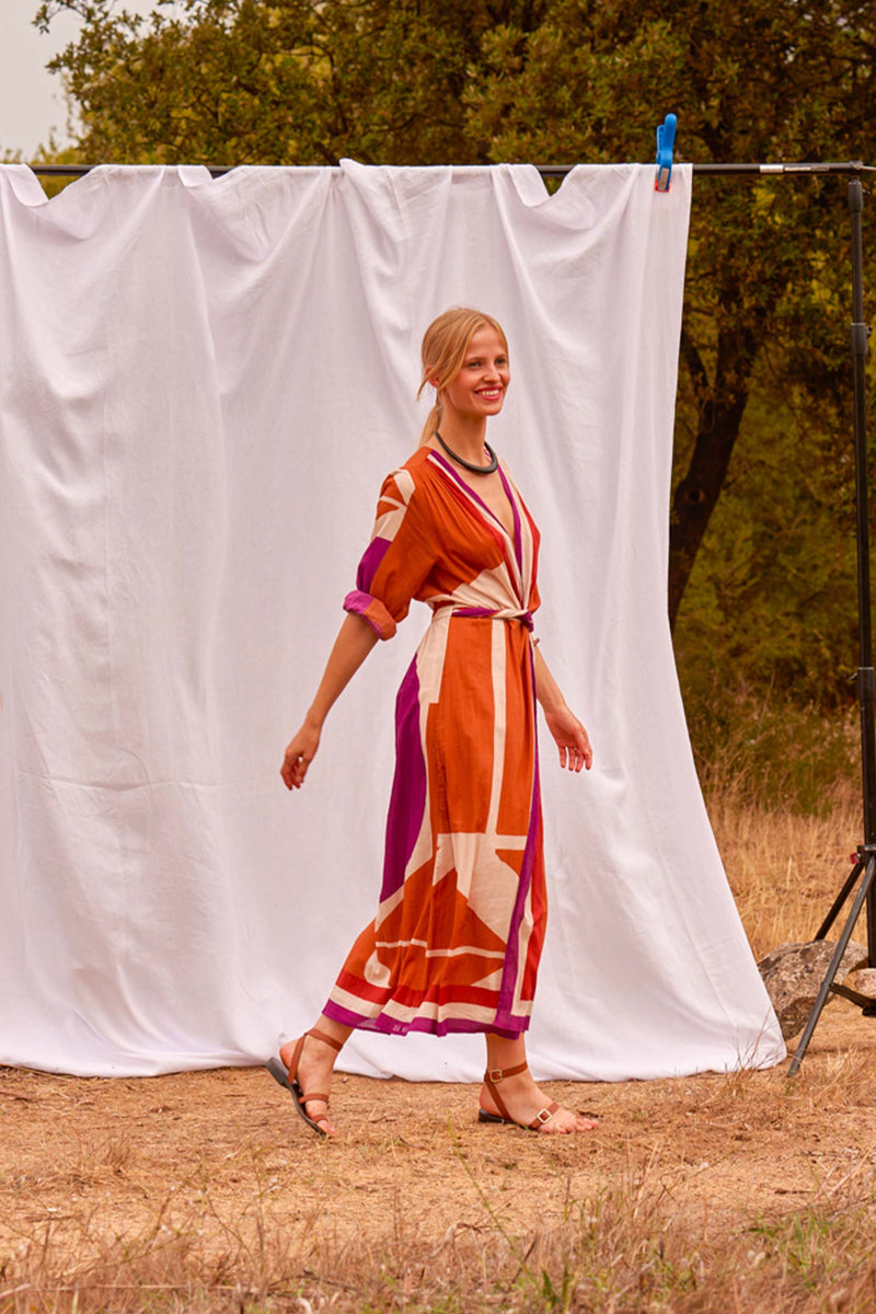 ROBE EMMANUELLE IMPRIME SUNSET - PLUM
