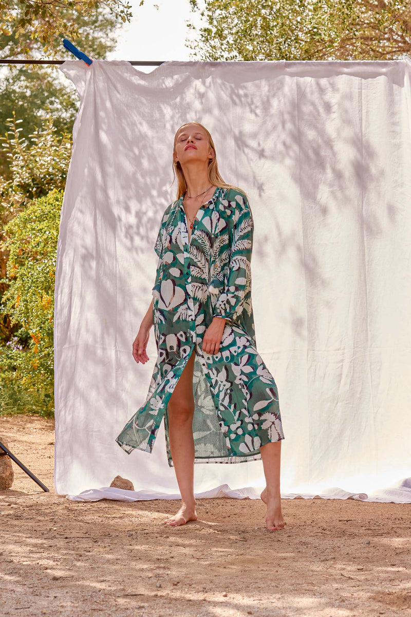 ROBE CHARLIE IMPRIMÉ TROPICAL - ACQUA GREEN