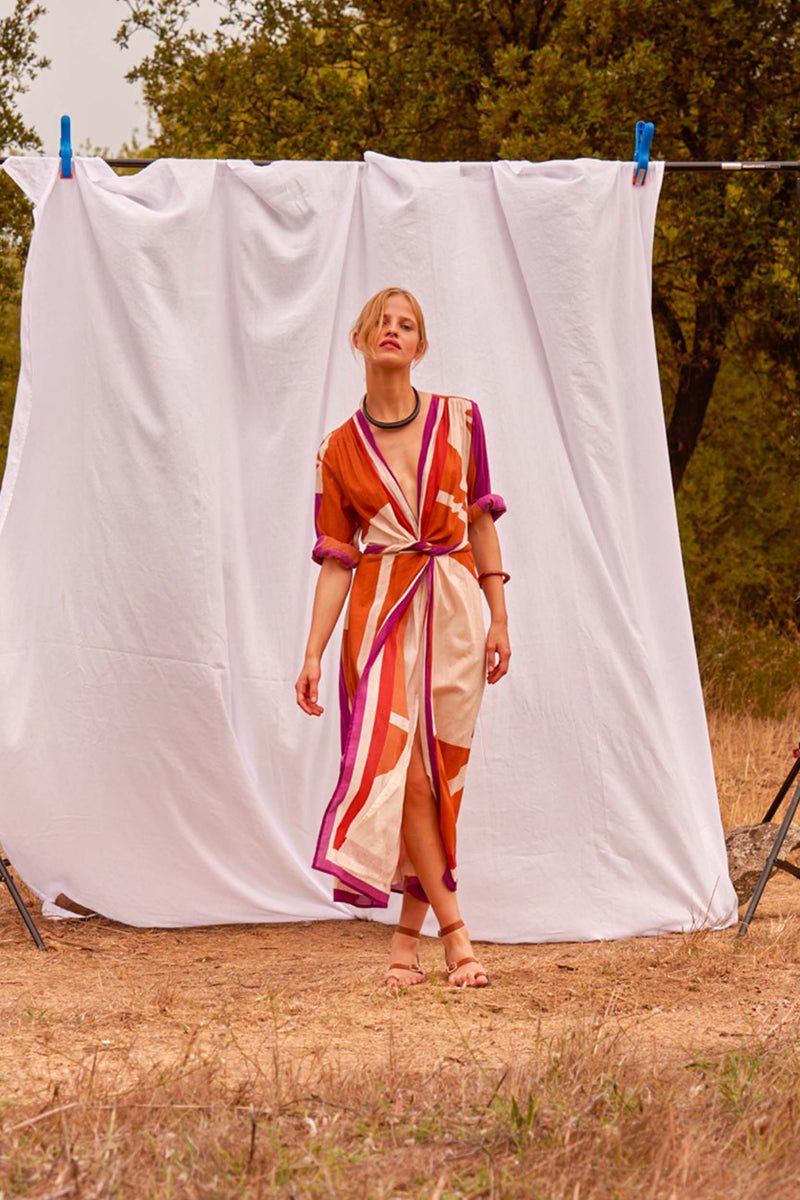ROBE EMMANUELLE IMPRIME SUNSET - PLUM