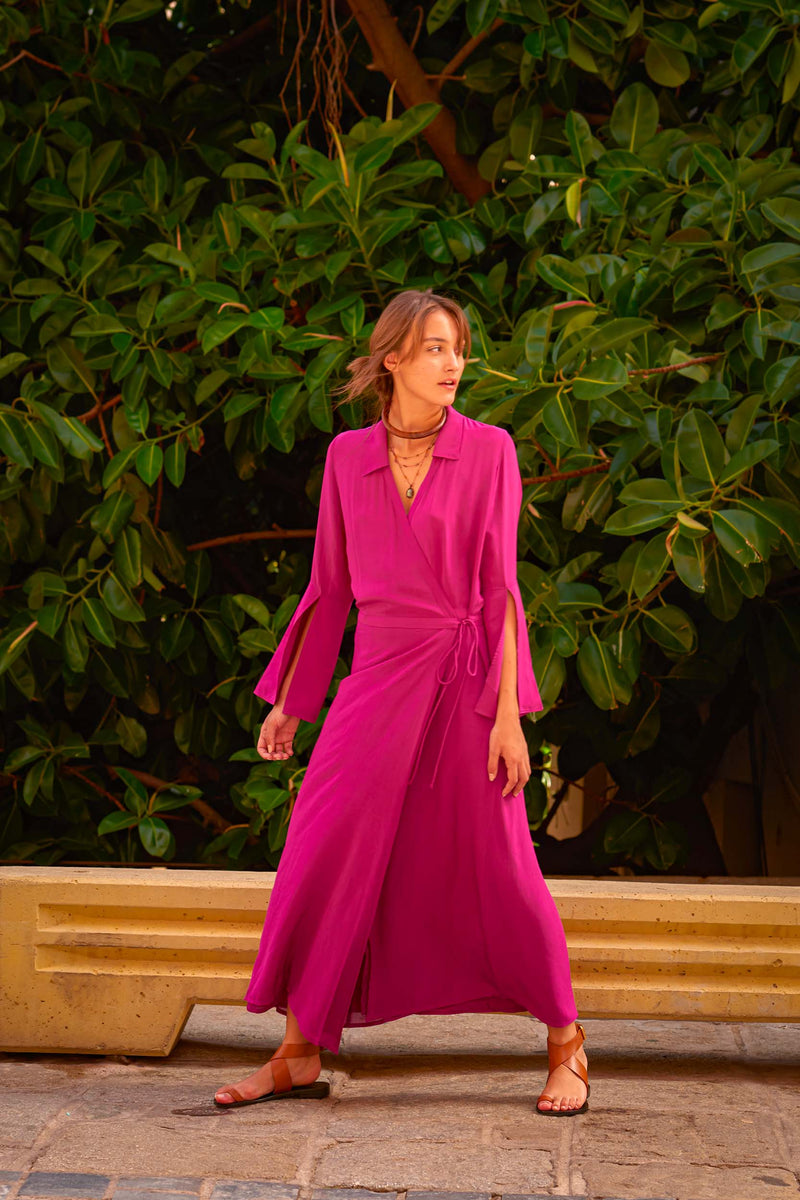 ROBE QLARA SOIE - ARDOISE