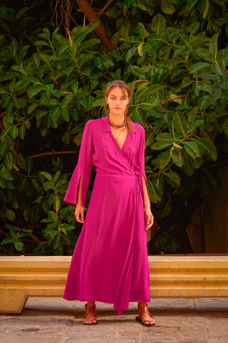 ROBE QLARA SOIE - ARDOISE