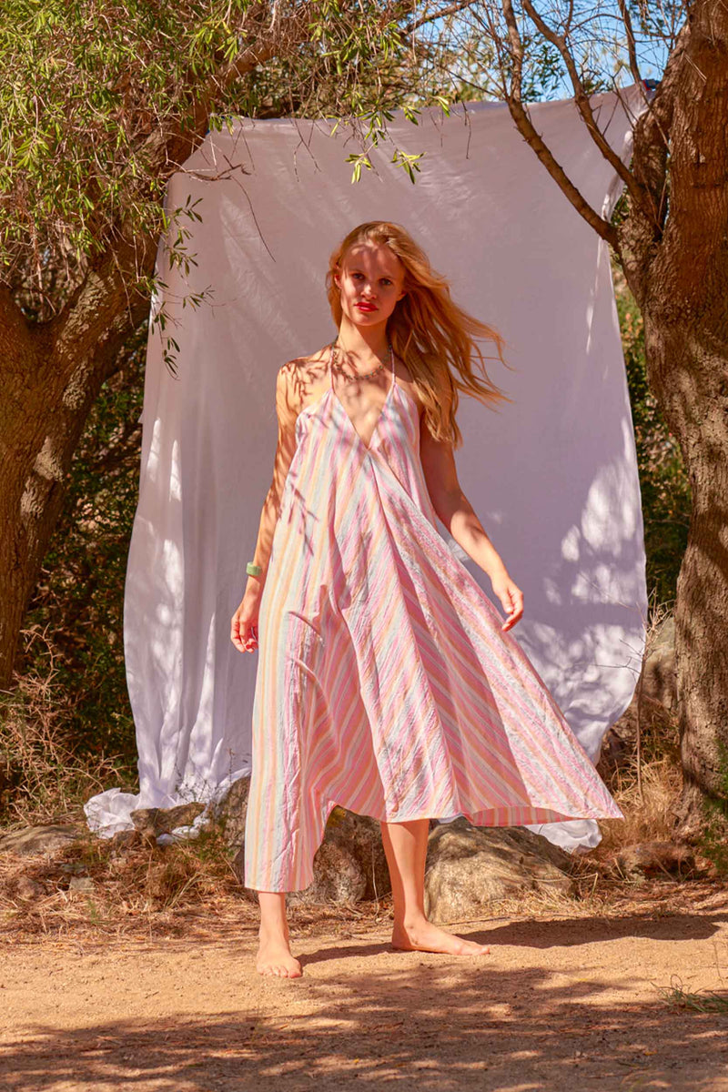 ROBE IVINA BITLOOM STRIPES - PINK