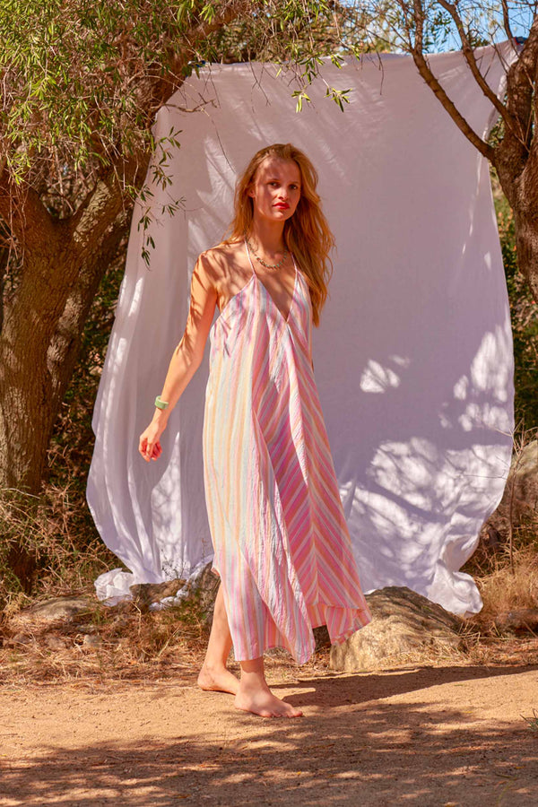 ROBE IVINA BITLOOM STRIPES - PINK