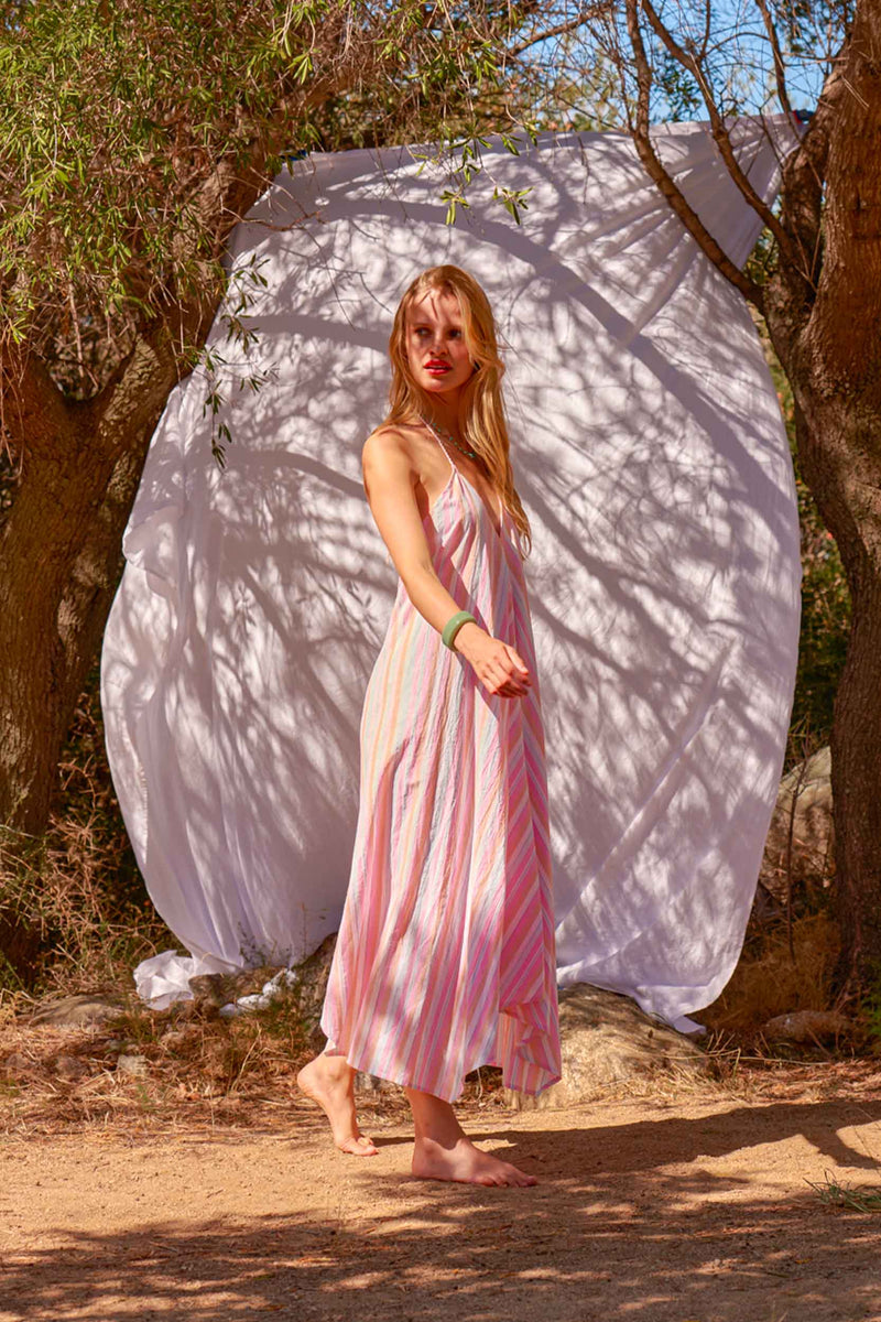 ROBE IVINA BITLOOM STRIPES - PINK