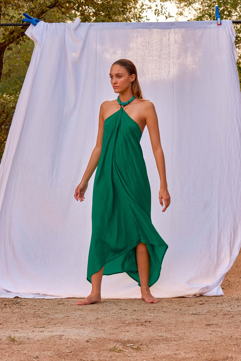 ROBE IVINA SOIE - ARDOISE