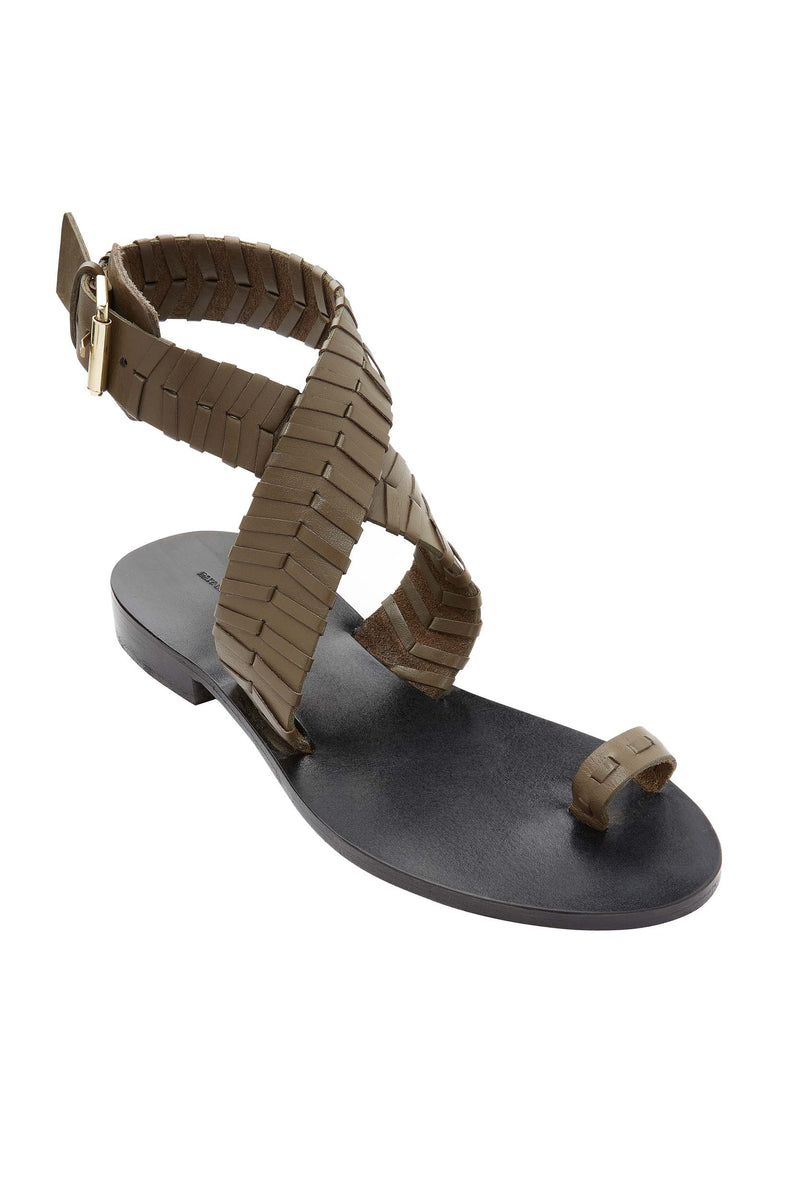 SANDALES EN CUIR ISIS - DARK AMBER