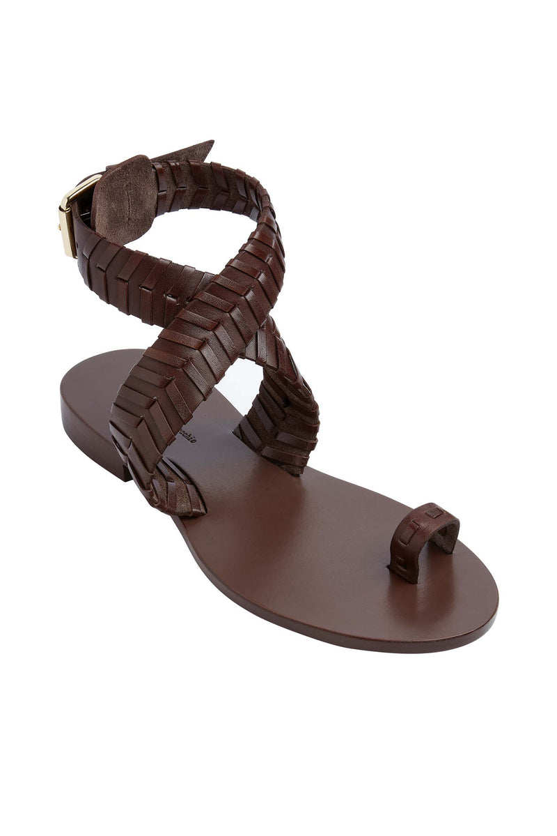 SANDALES EN CUIR ISIS - CHOCOLAT