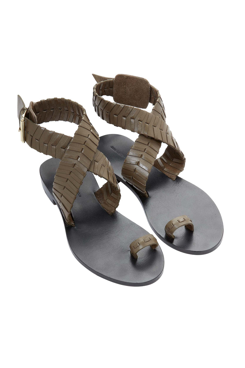 SANDALES EN CUIR ISIS - DARK AMBER