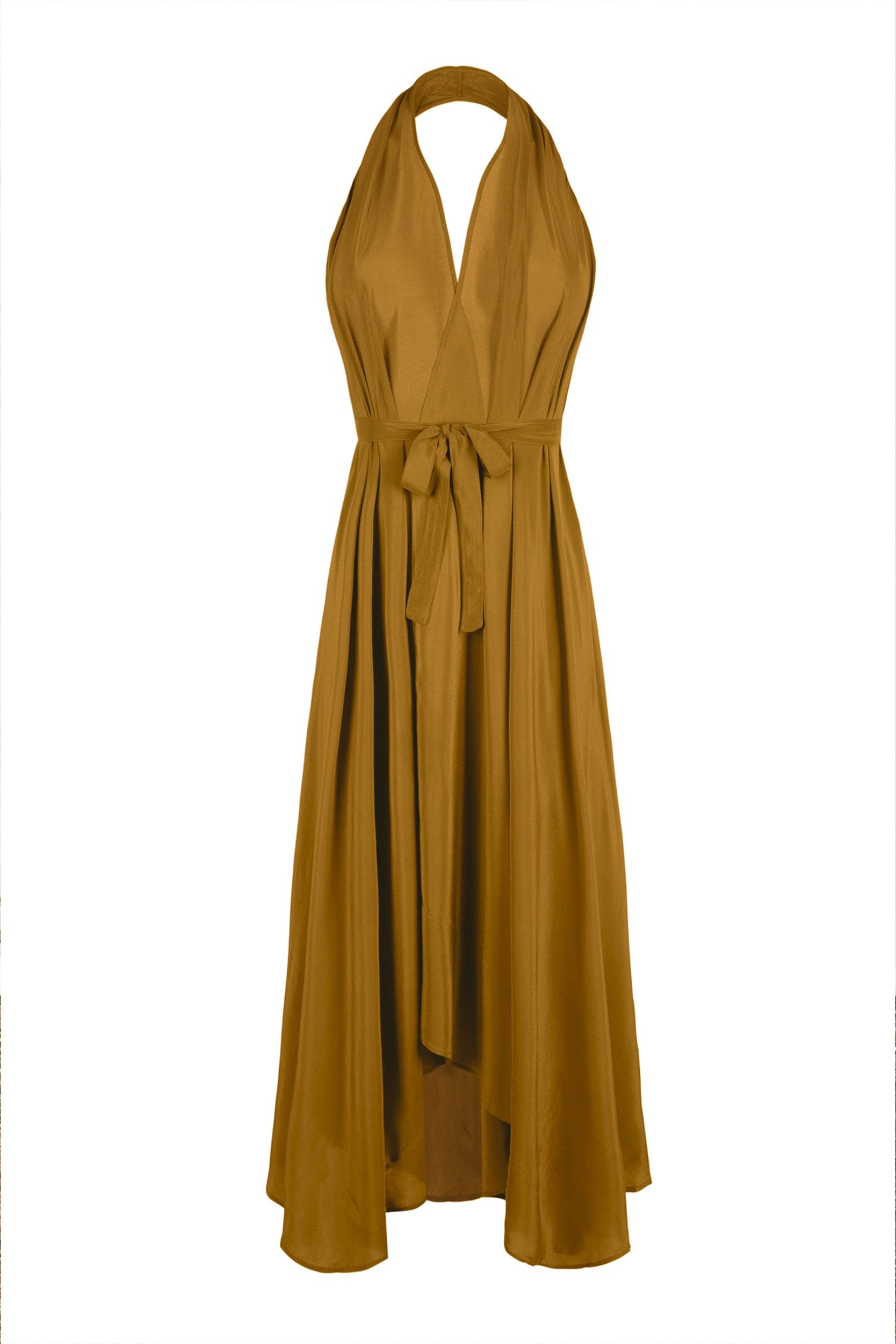 TAMARA SILK DRESS - TABACCO